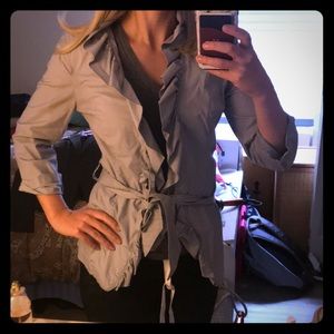 LOFT ruffle collar 3/4 sleeve jacket